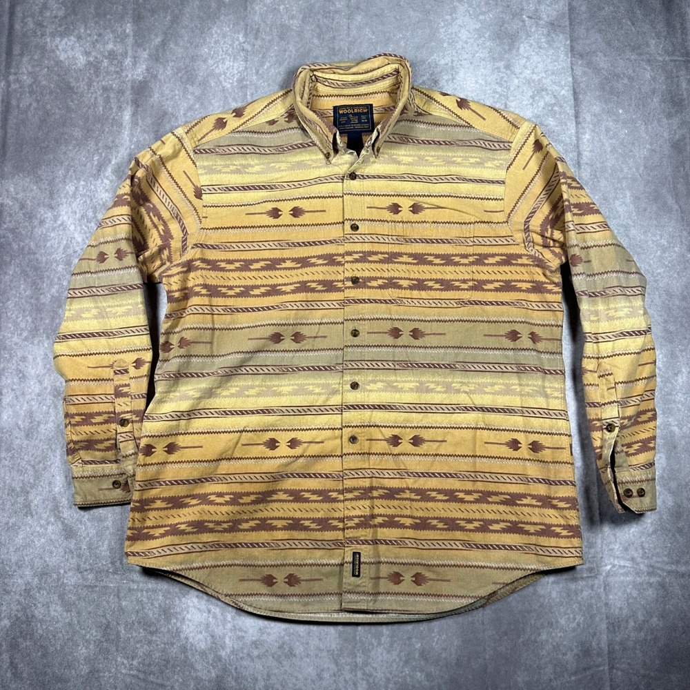 Vtg Woolrich Mens 2XL Aztec Southwestern Print Chamois Cotton Flannel Shirt